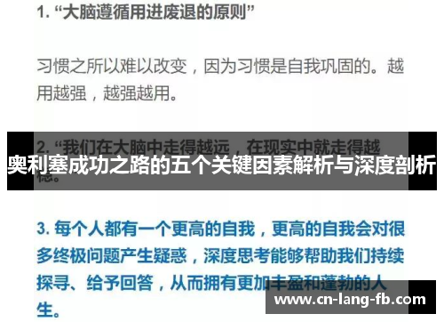 奥利塞成功之路的五个关键因素解析与深度剖析 奥利塞成功之路的五个关键因素解析与深度剖析